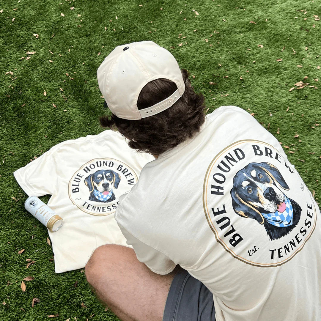 Blue Hound Brew Comfort Colors Pocket Tee - Vintage Logo (Color) - Blue Hound Brew