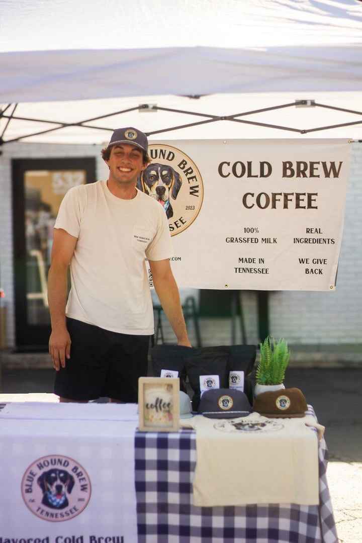 Cole Koeberer, our founder, in the early days of Blue Hound Brew