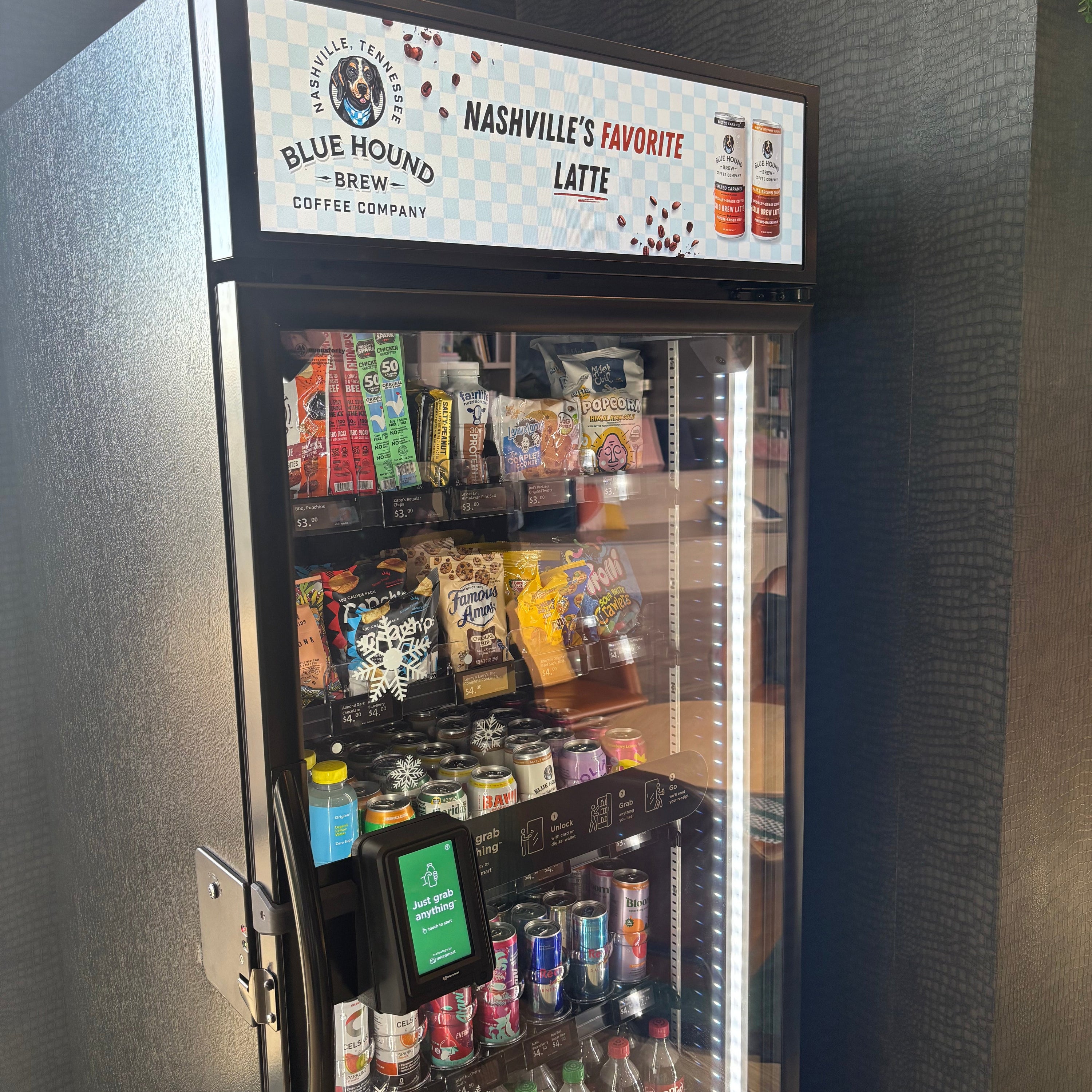 vending machine stocked with Blue Hound Brew