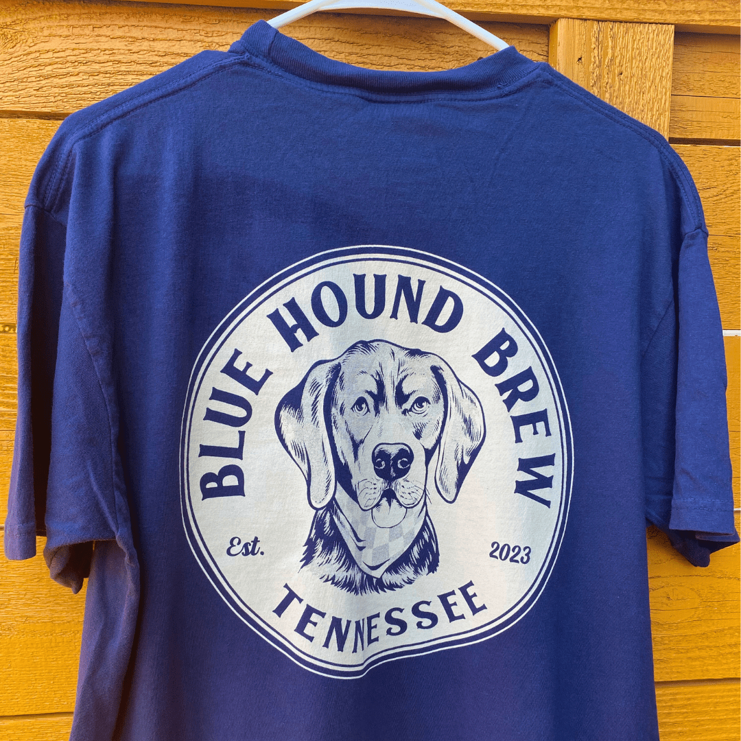 Blue Hound Brew Comfort Colors Pocket Tee - Vintage Logo - Blue Hound Brew
