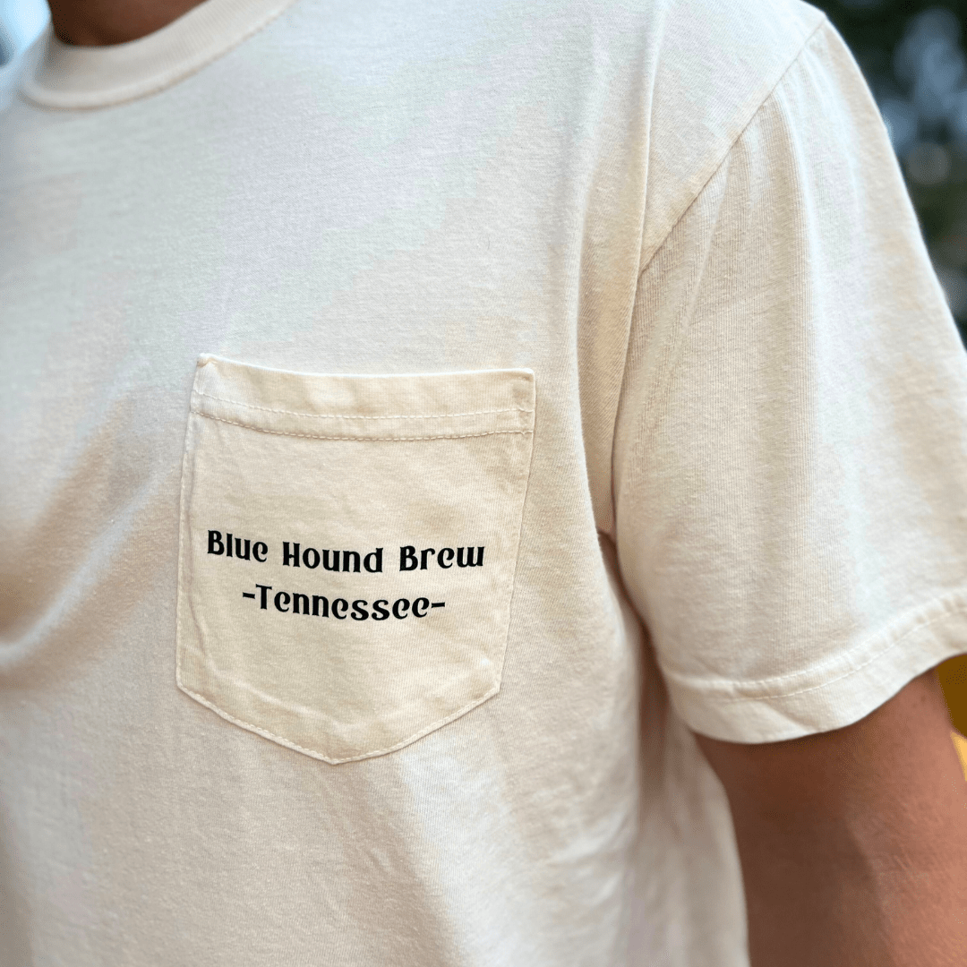 Blue Hound Brew Comfort Colors Pocket Tee - Vintage Logo (Color) - Blue Hound Brew